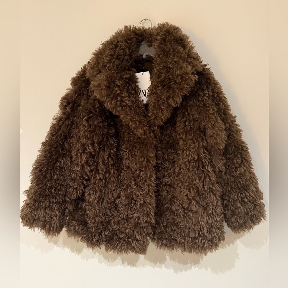 New ZARA ZW Collection Faux Fur Short Coat - Picture 12 of 16
